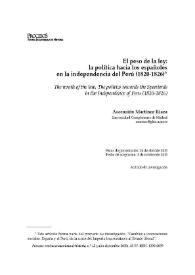 El peso de la ley: la política hacia los españoles en la independencia del Perú (1820-1826) 