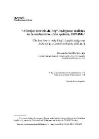 'Al mejor servicio del rey'. Indígenas realistas en la contrarrevolución quiteña, 1809-1814 