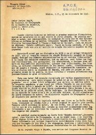 Carta de Vicente Sáenz a Carlos Esplá. México D. F., 15 de diciembre de 1942