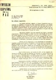 Carta de José Giral a Carlos Parés. México, 25 de septiembre de 1953