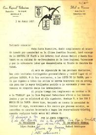 Carta de la Casa Regional Valenciana a Carlos Esplá. México, 3 de junio de 1957