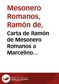 Carta de Ramón de Mesonero Romanos a Marcelino Menéndez Pelayo. Madrid, 20 agosto 1880