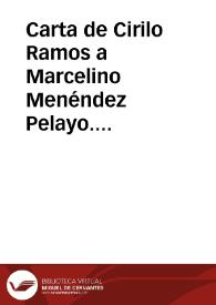 Carta de Cirilo Ramos a Marcelino Menéndez Pelayo. Pamplona, 17 febrero 1891