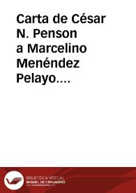 Carta de César N. Penson a Marcelino Menéndez Pelayo. Santo Domingo, 6 abril 1891