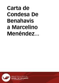 Carta de Condesa De Benahavis a Marcelino Menéndez Pelayo. Málaga, 11 mayo 1893