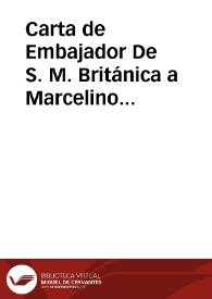 Carta de Embajador De S. M. Británica a Marcelino Menéndez Pelayo. San Sebastián, 15 julio 1904