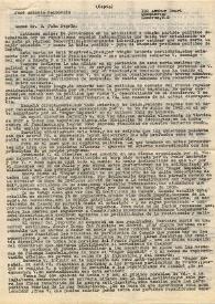 Carta de José Antonio Balbontín a Juan Negrín. Londres, 1 de diciembre de 1941. Copia