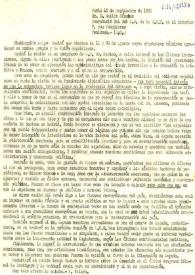 Carta de Fernando Valera a Helios Sánchez. París, 15 de septiembre de 1950