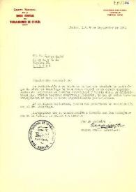 Carta de Rafael Mira, secretario de U.G.T. en México a Carlos Esplá. México, 9 de septiembre de 1941