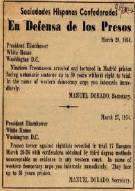 Manifiestos y anuncios en prensa de las Sociedades Hispanas Confederadas
