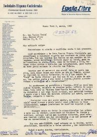 Carta de las Sociedades Hispanas Confederadas a Carlos Esplá. Nueva York, 9 de marzo de 1962