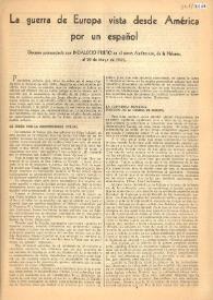 La guerra de Europa vista desde América por un español. Discurso pronunciado por Indalecio Prieto en el teatro Auditorium, de La Habana, el 29 de mayo de 1941