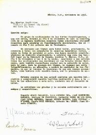 Carta de Bernardo Giner de los Ríos y otros a Esplá. México. D.F., Noviembre de 1956