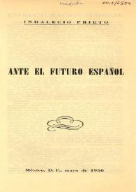 Ante el futuro español. México, D.F. mayo de 1958