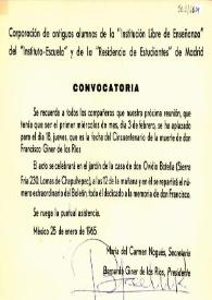 Homenaje por el cincuentenario de la muerte de don Francisco Giner de los Ríos. México, 25 de enero de 1965