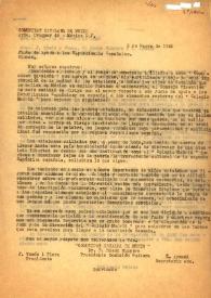 Carta de Josep Tomás i Piera a la Junta de Ayuda a los Republicanos Españoles. México, 9 de enero de 1942