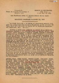 Importante telegrama a Álvarez del Vayo, Ministro de Estado de la República Española. 11 de mayo de 1945