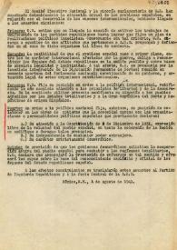 Posición de la Unión Republicana ante la coyuntura internacional. México D. F., 4 de agosto 1941