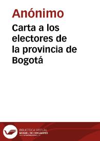 Carta a los electores de la provincia de Bogotá