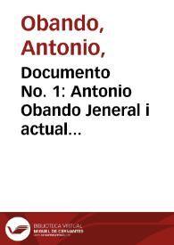 Documento No. 1: Antonio Obando Jeneral i actual secretario de guerra i marina de la Nueva Granada