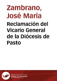 Reclamación del Vicario General de la Diócesis de Pasto