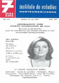 7 días = 7 days : boletín del Instituto de Estudios Norteamericanos, Barcelona. Núm. 591, del 18 al 24  de octubre de 1976