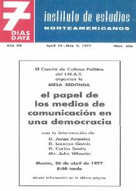 7 días = 7 days : boletín del Instituto de Estudios Norteamericanos, Barcelona. Núm. 606, del 25 abril al 8 de mayo de 1977