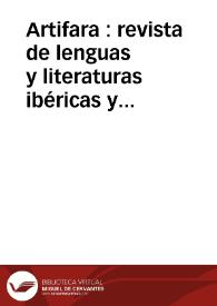 Artifara : revista de lenguas y literaturas ibéricas y latinoamericanas
