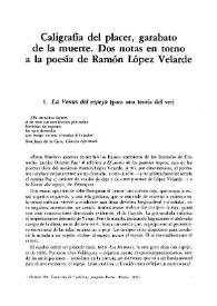 Caligrafía del placer, garabato de la muerte. Dos notas en torno a la poesía de Ramón López Velarde