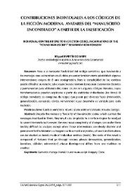 Contribuciones individuales a los códigos de la ficción moderna. Avatares del 'manuscrito encontrado' a partir de la falsificación
