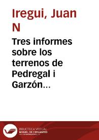 Tres informes sobre los terrenos de Pedregal i Garzón , de la señora María del Rosario Gómez: ocupados hace más de dos años i retenidos como de la Nación