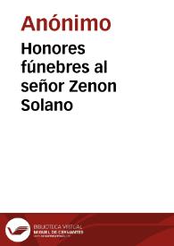 Honores fúnebres al señor Zenon Solano