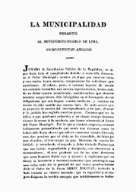 La Municipalidad cesante al benemérito pueblo de Lima