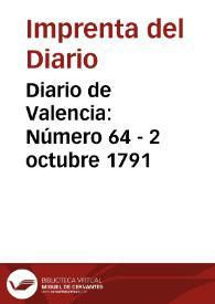 Diario de Valencia: Número 64 - 2 octubre 1791