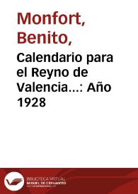 Calendario para el Reyno de Valencia.. Calendario para el Reyno de Valencia..: Año 1928