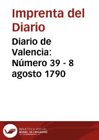 Diario de Valencia: Número 39 - 8 agosto 1790
