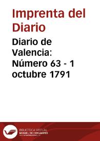 Diario de Valencia: Número 63 - 1 octubre 1791