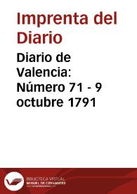 Diario de Valencia: Número 71 - 9 octubre 1791