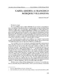 Carta abierta a Márquez Villanueva