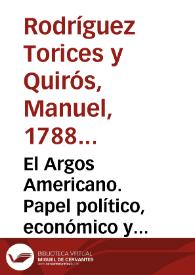 El Argos Americano. Papel político, económico y literario de Cartagena de Indias