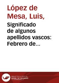 Significado de algunos apellidos vascos: Febrero de 1960
