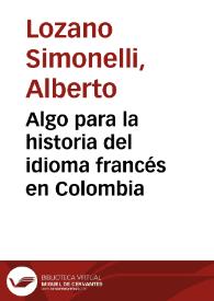 Algo para la historia del idioma francés en Colombia