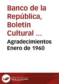 Agradecimientos Enero de 1960
