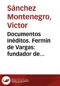 Documentos inéditos. Fermín de Vargas: fundador de escuelas