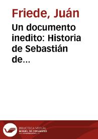 Un documento inedito: Historia de Sebastián de Belalcázar, escrita por su hijo, Don Francisco
