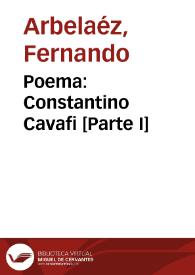 Poema: Constantino Cavafi [Parte I]