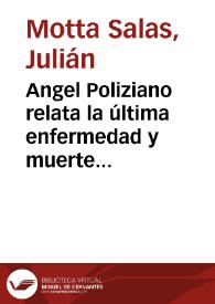 Angel Poliziano relata la última enfermedad y muerte santa de Lorenzo el Magnífico