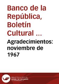 Agradecimientos: noviembre de 1967