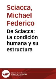 De Sciacca: La condición humana y su estructura