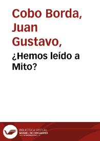 ¿Hemos leído a Mito?